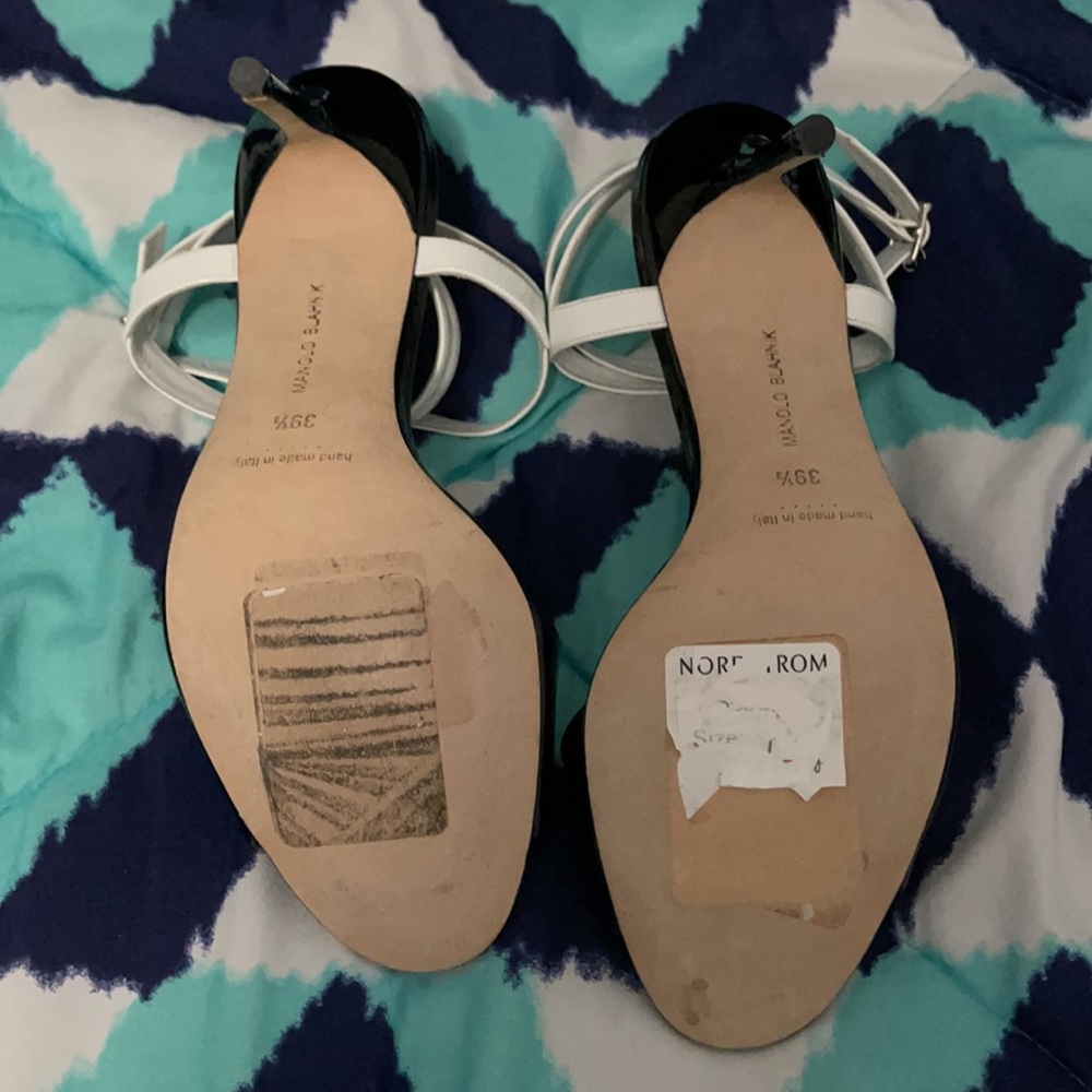 NWOB Manolo Blahnik B&W sandals sz 39.5 - Picture 3 of 5